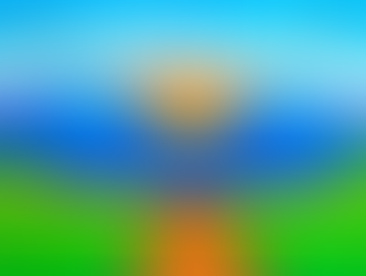 Lukisan anak-anak tentang dua gunung dan matahari di tengahnya