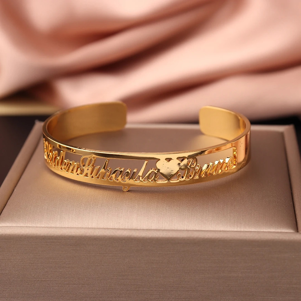 Thumbnail: Custom Name Bangle for Women Stainles Steel Open Bracelets Girl Jewelry