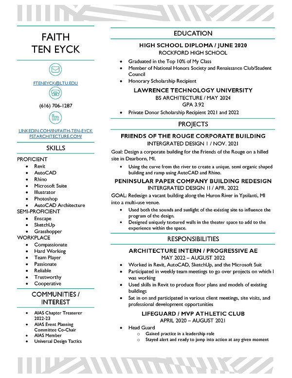 Faith Ten Eyck Resume