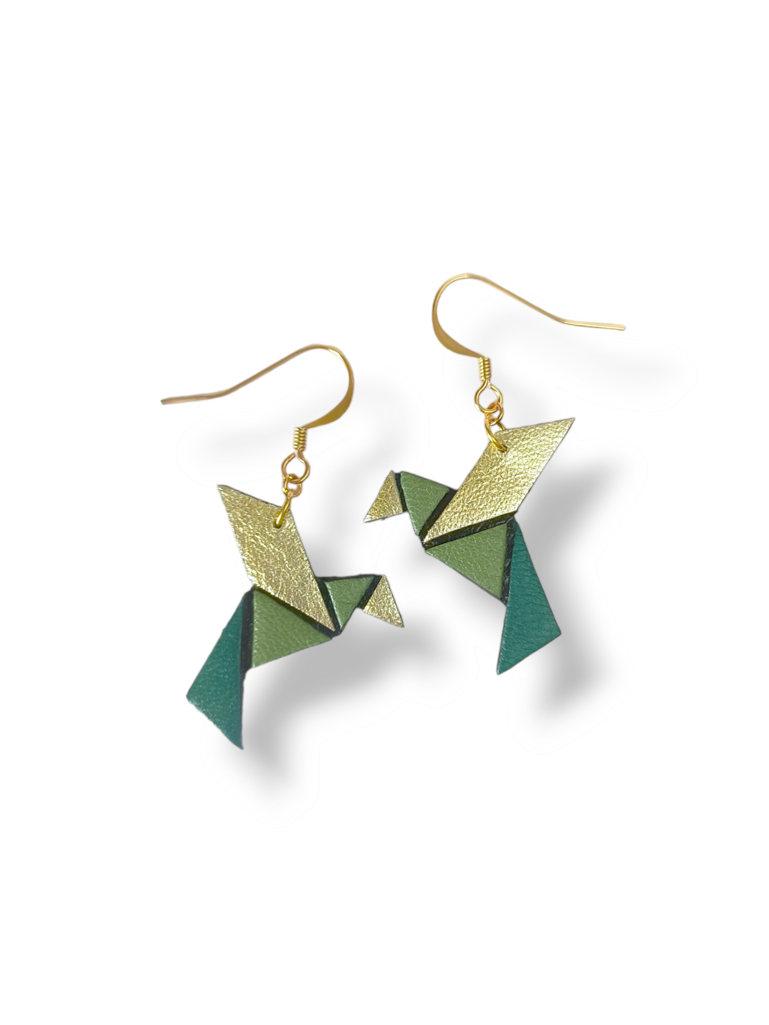 Boucles d'oreille "Manon" petits oiseaux vert sauge