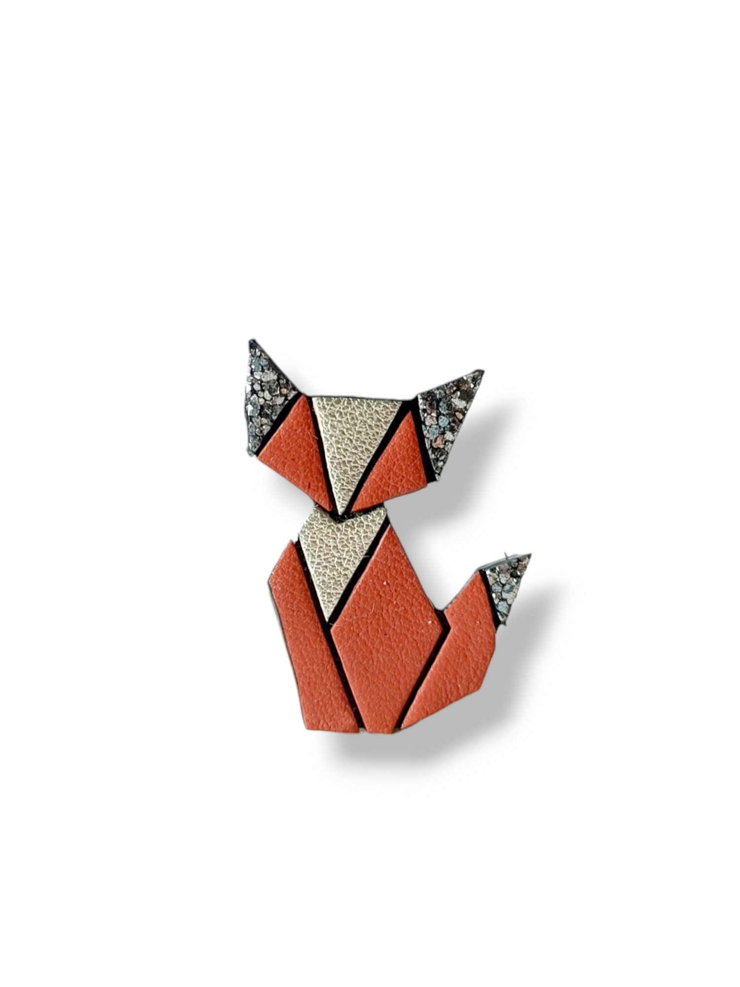 Broche "Alfred" le renard rouille et argent