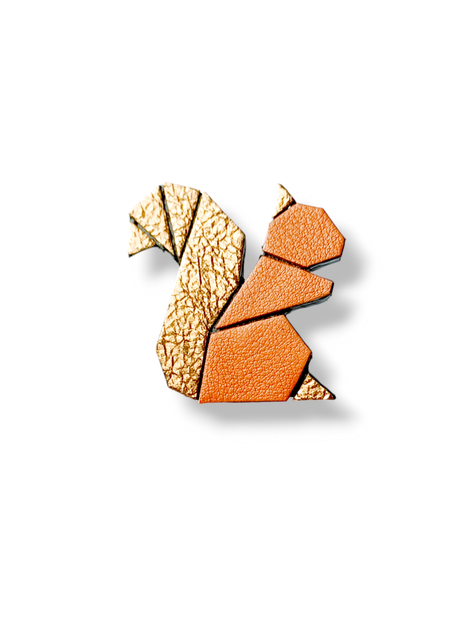 Broche "Cécile" l'écureuil chocolat et doré antique