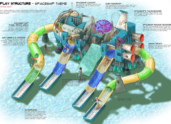 Space Ship Themed Water Play Structure