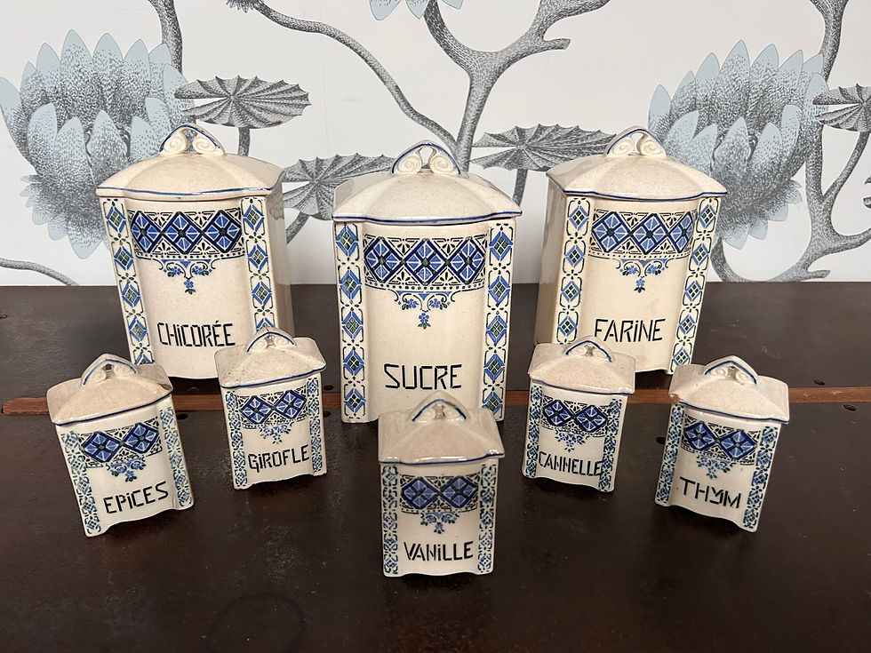 Thumbnail: 8-Piece Art Deco Storage Spice Jars