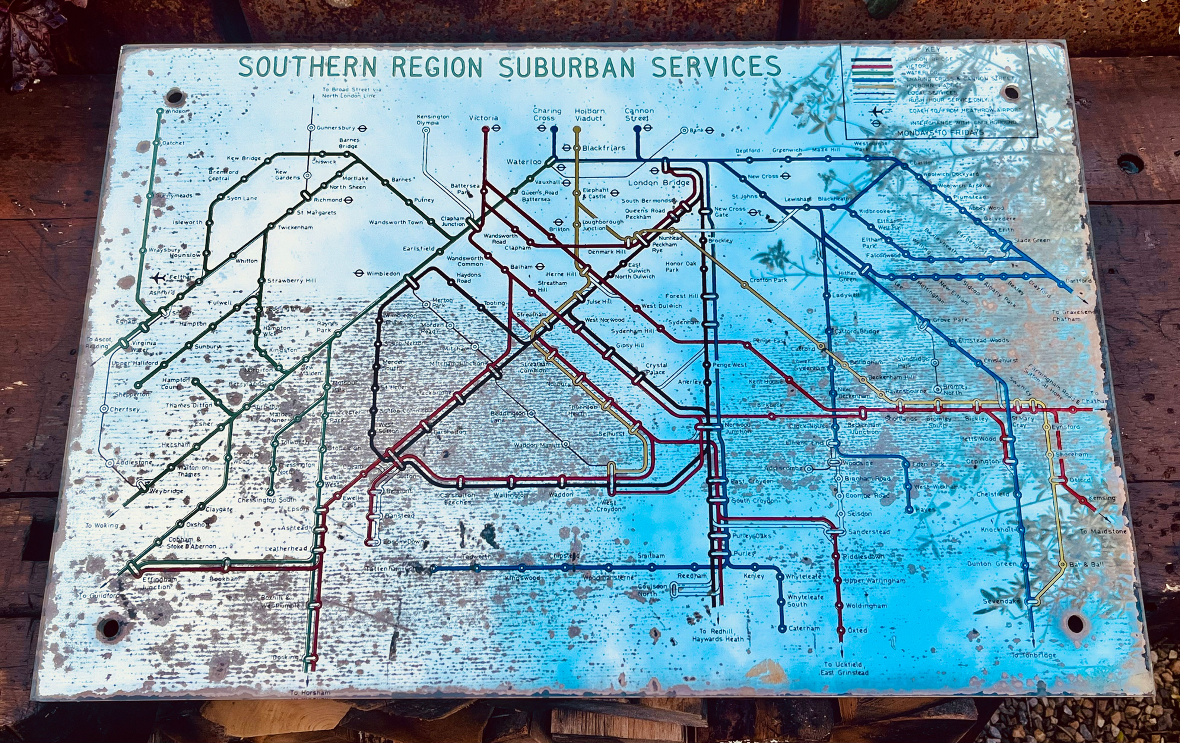 Vintage Southern Region Railway Map Mirror