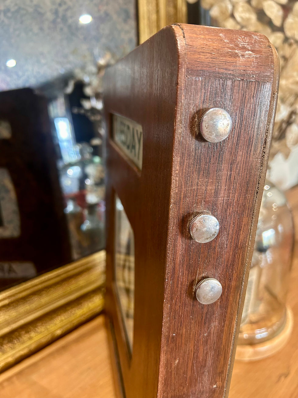 Thumbnail: Large 1950s mid-century vintage wooden perpetual wall calendar