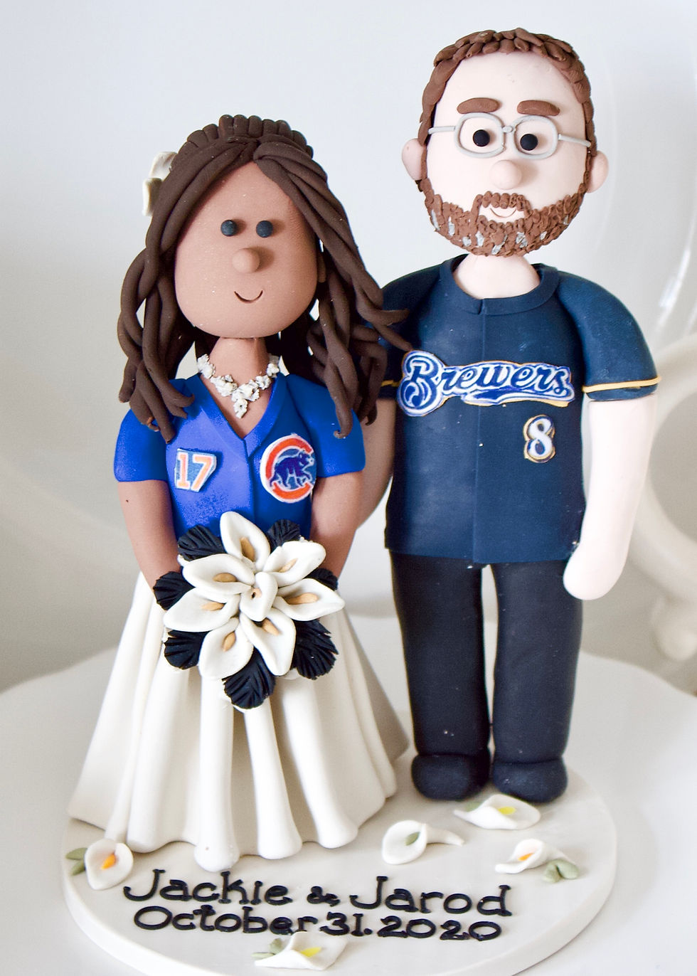 Custom Chicago Cubs & Brewers MLB Baseball Wedding Cake Toppers