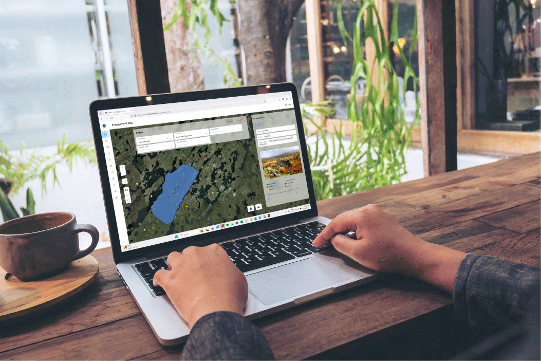 DIMEC ArcGIS software map for tribal consultation in the U.S., featuring tribal territories and project areas for stakeholder management and GIS mapping.