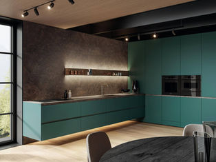 Sodobna kuhinja priznane blagovne znamke z elegantnim dizajnom in vrhunskimi materiali.