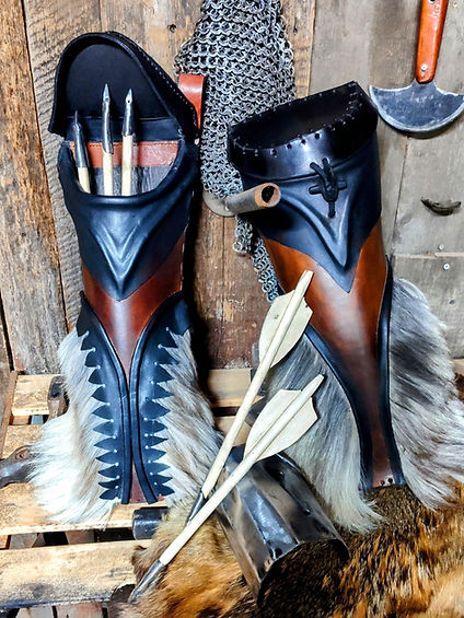 Medieval Crossbow Quivers being displayed