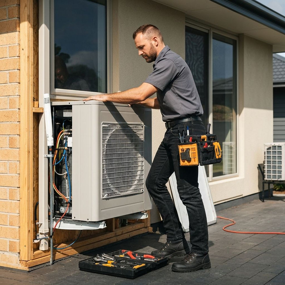Yeager's Heating & Air Conditioning technician assessing aging furnace for replacement in Cambria County PA home