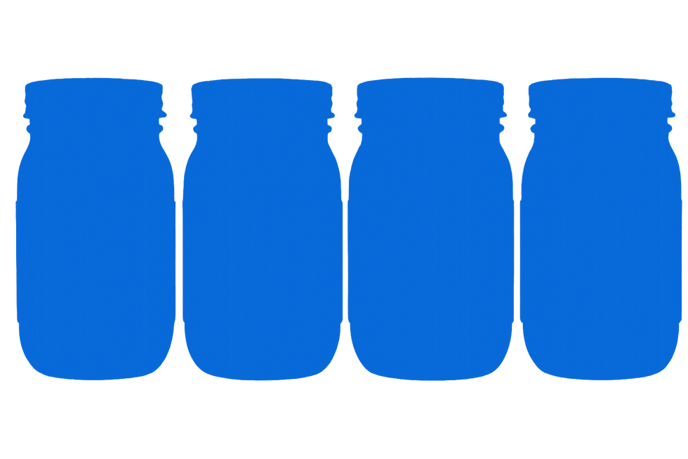 Hand-poured soy candles in blue jars