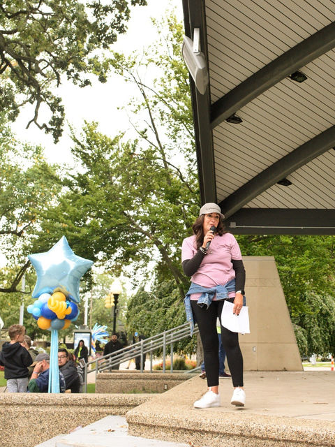 CEO speaking at the suicide prevention walk