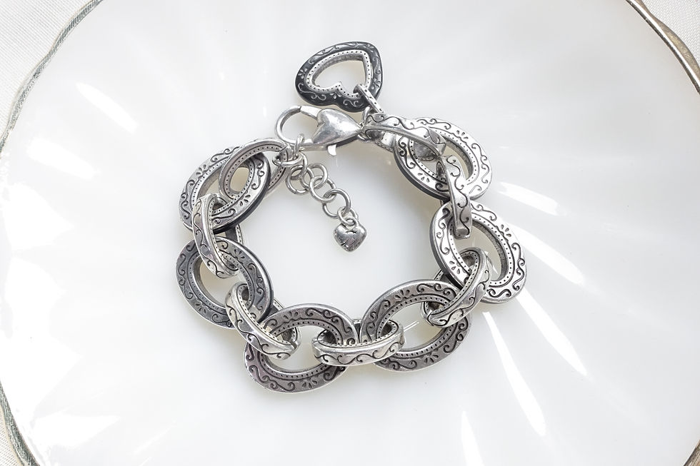 Brighton reversible hoop chain black and silver plated bracelet