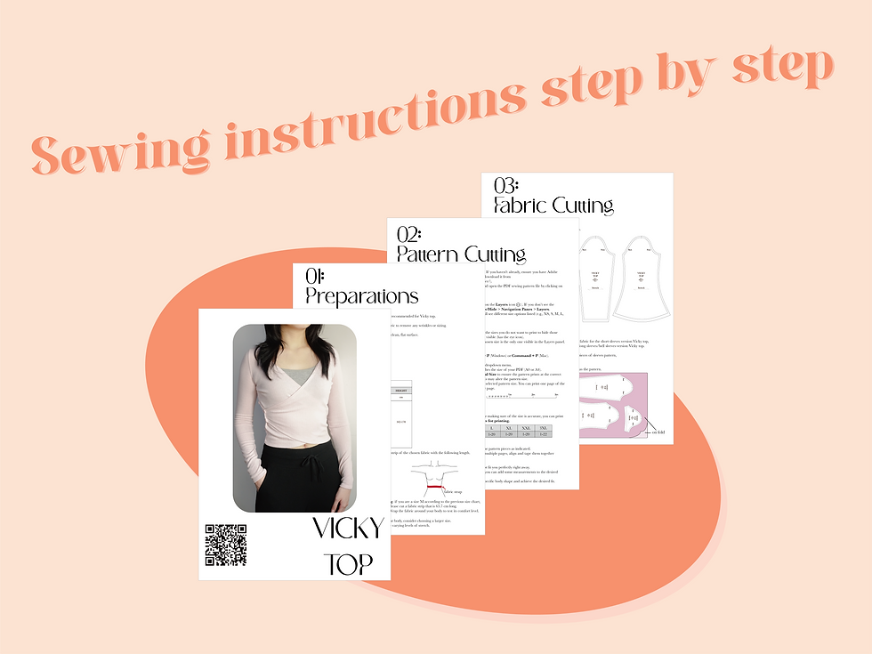 Ballet wrap Top Sewing Pattern PDF bell sleeves wrap crop top Sewing Pattern Beginner PDF Download Sizes XS to 3XL Pattern