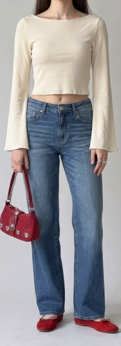 he Emma Reversible Boat Neck Bell Sleeves Top PDF Sewing Pattern boat neck top sewing pattern outfit with denim jeans