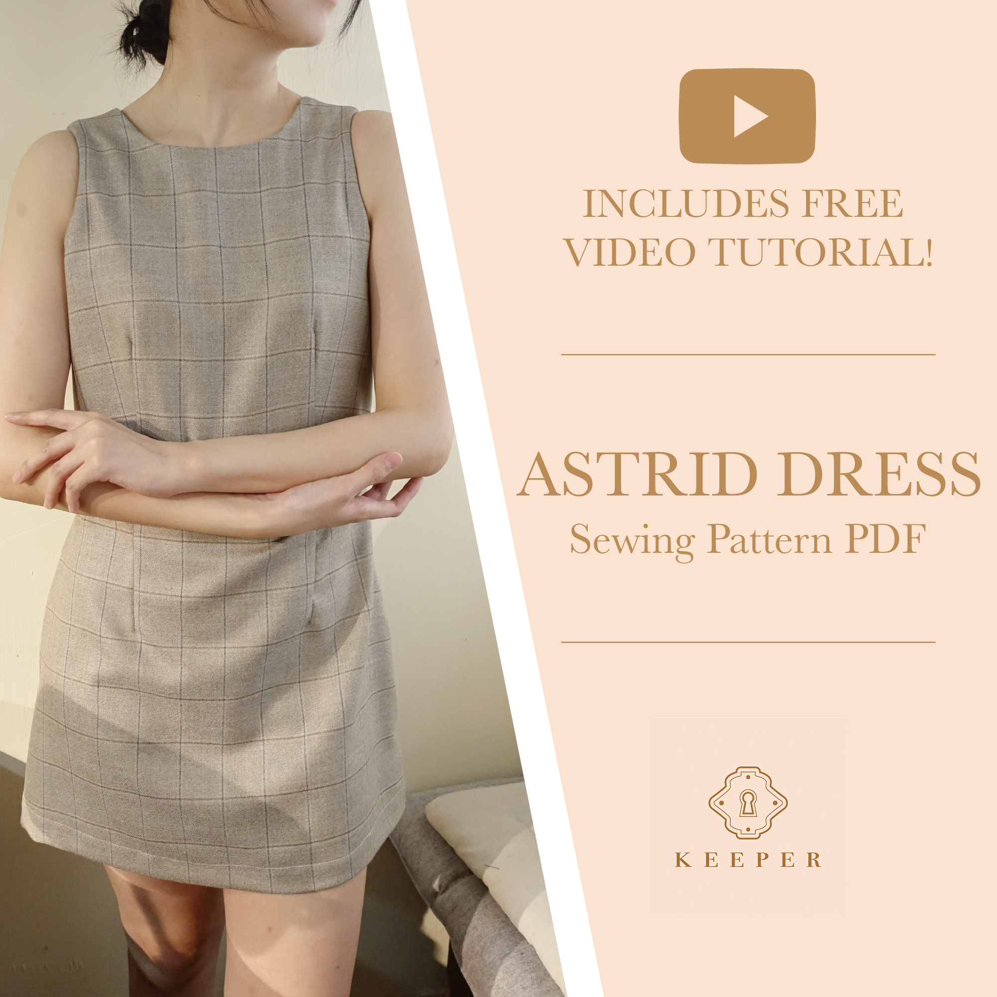 Backless Mini Dress Sewing Pattern PDF space age dress Sewing Pattern for Beginn