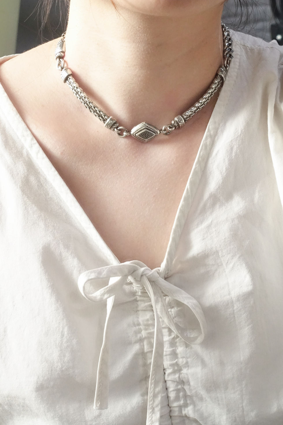 Brighton rhombus double thick chain silver plated necklace
