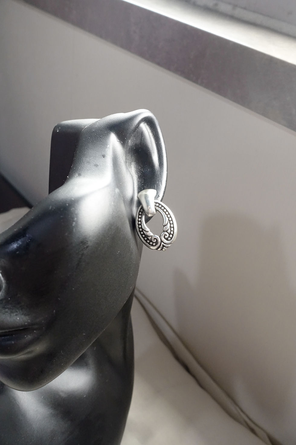 Brighton hollow out dangle silver plated pierced earrings