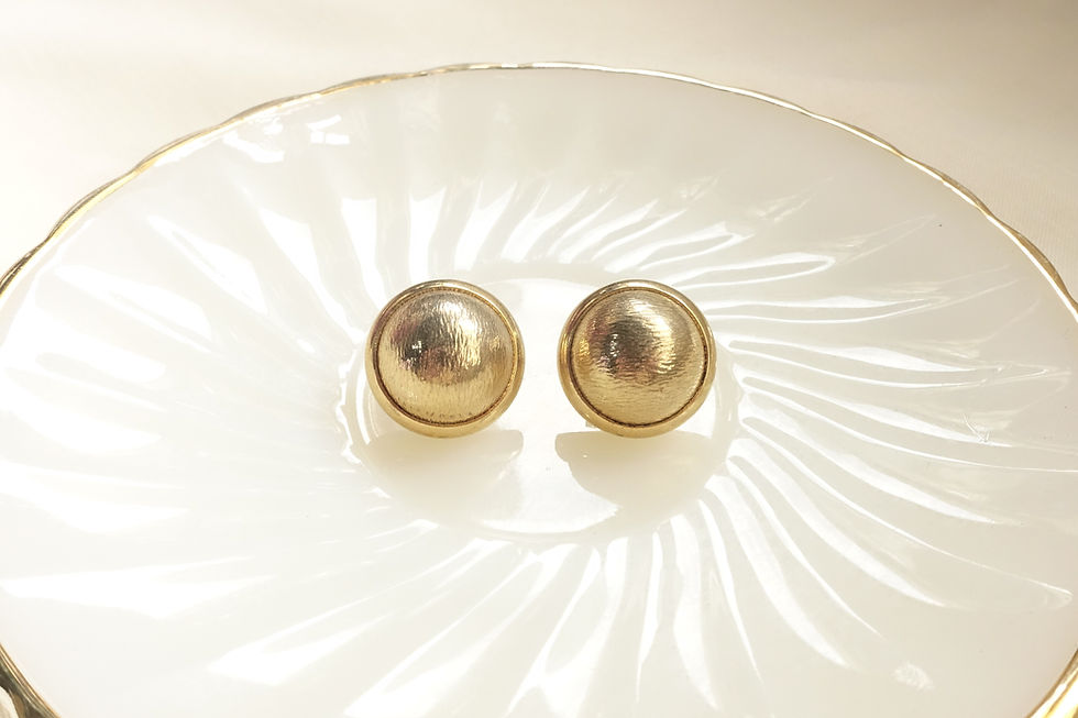 Textured dome shape golden stud earrings