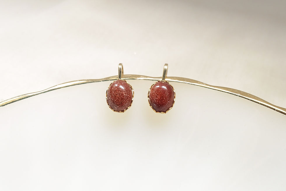 Oval shiny brown gemstone clip on earrings