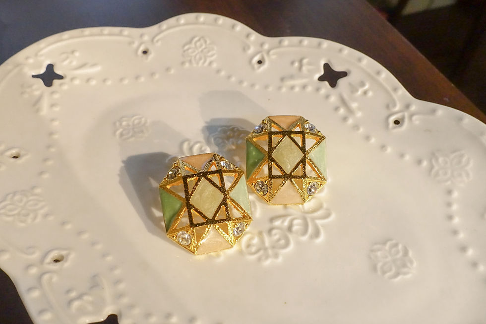 Avon large hollow out enamel stud earrings