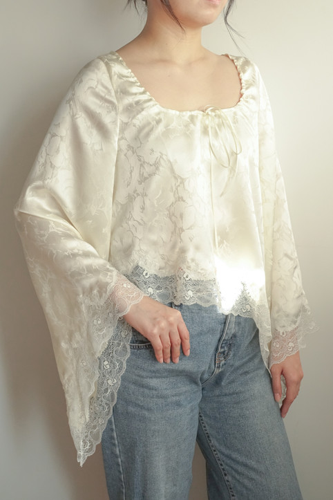 silk top sewing pattern, angel sleeves top PDF, reversible neckline blouse pattern KeeperHK