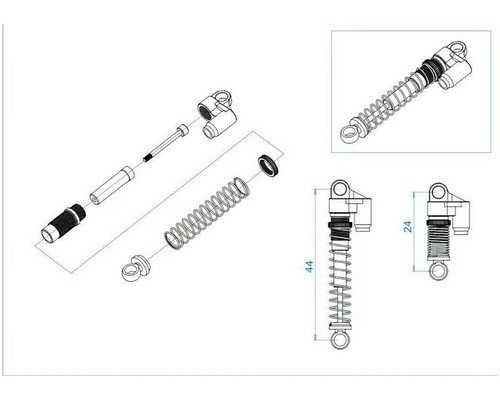 SXTF485TK04 - Conversion Threaded Tele shock Kit Scx24 | Hot Racing