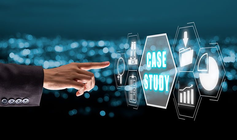Case Study Education concept, Business hand touching case study icon on virtual with blue