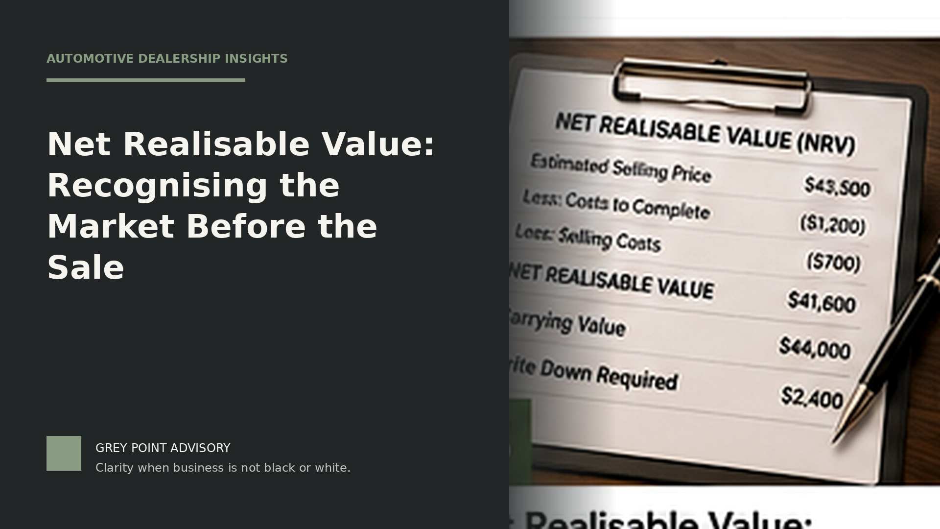 Cover image for Net Realisable Value: Recognising the Market Before the Sale