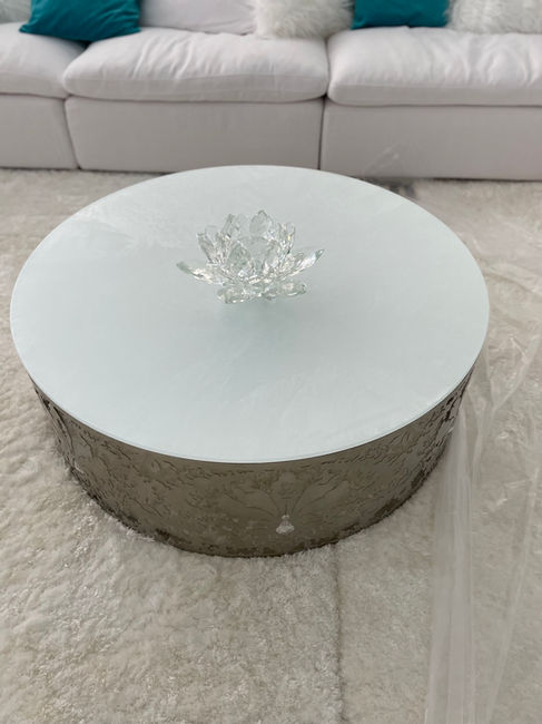 Custom glass table tops made with Casali glass in a high-end St. Regis Bal Harbour apartment, adding sophistication and style