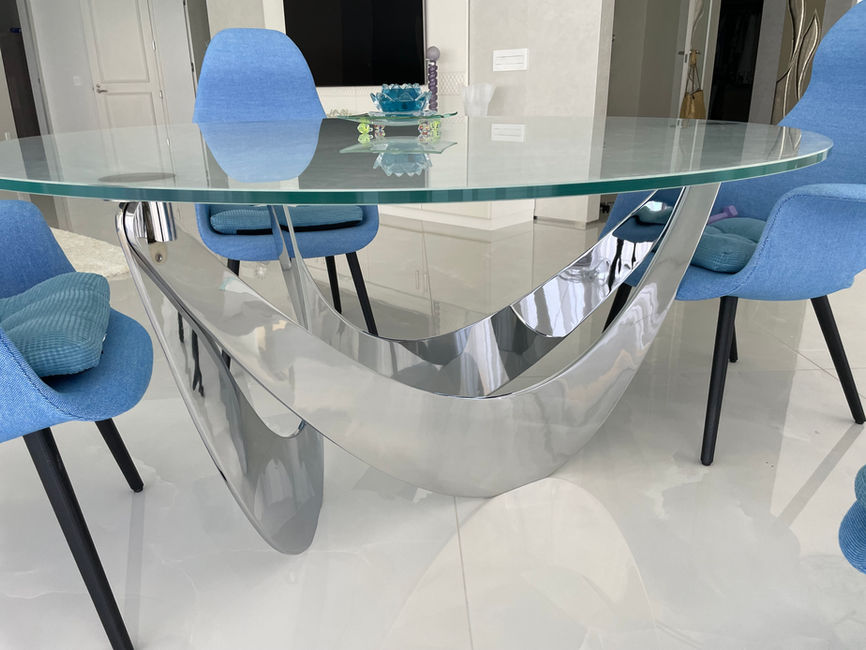 Elegant St. Regis Bal Harbour apartment featuring custom Casali glass columns that enhance the modern interior design