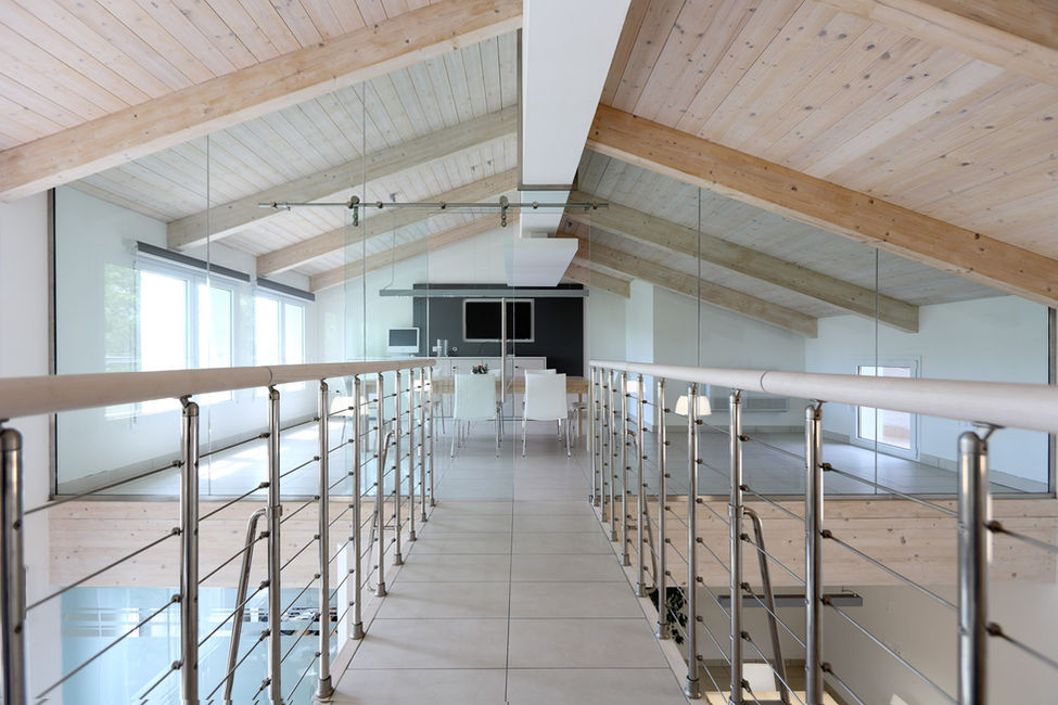 Interior glass partition with sliding door