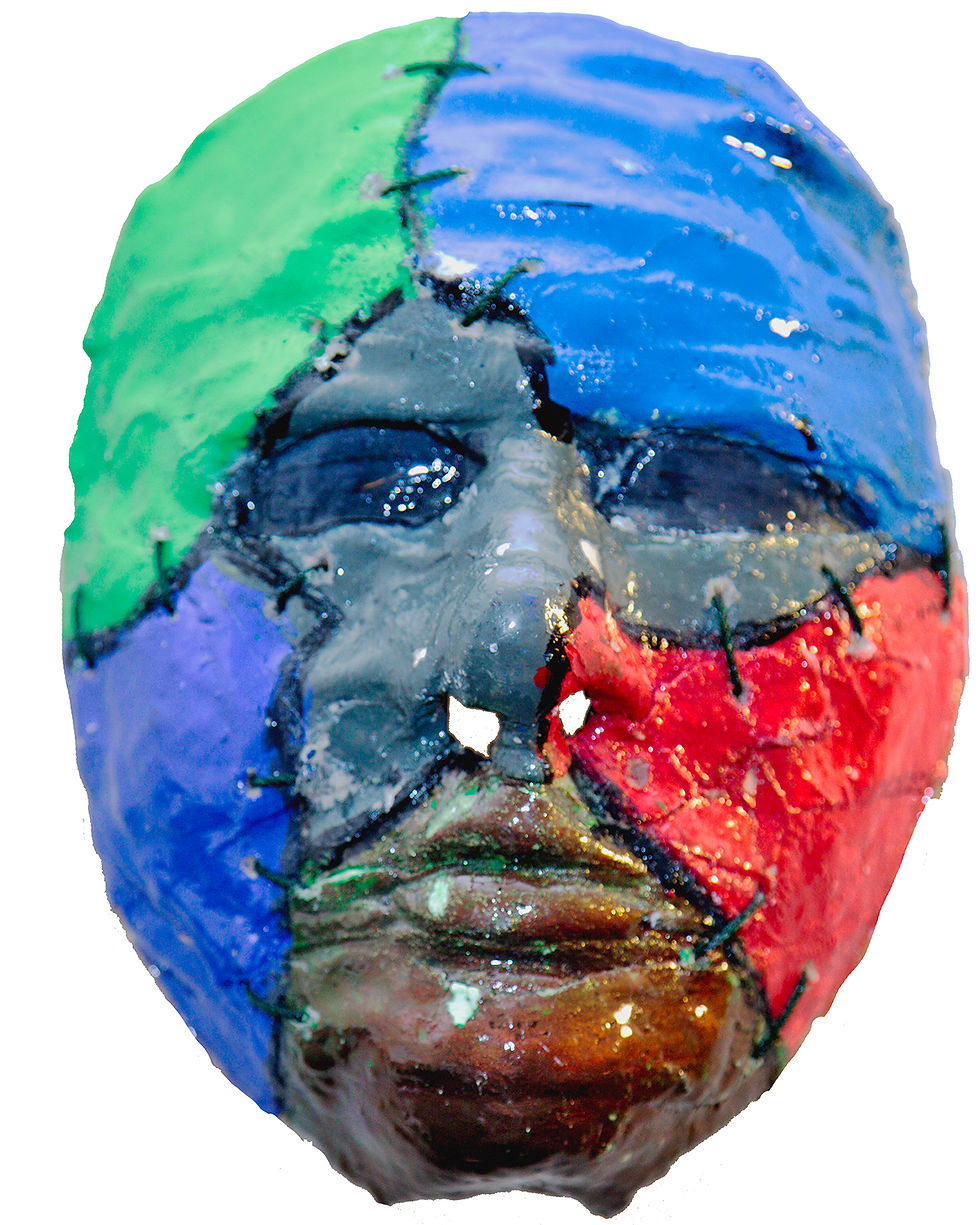 Behind the Mask class logo – creative mask-making workshop