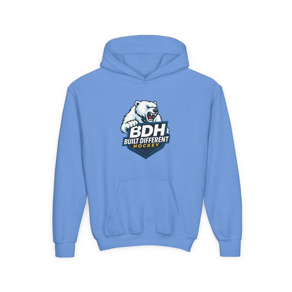 Thumbnail: Youth Hoodie — Built Different Hockey (BDH) Polar Bear Logo