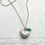 Thumbnail: Antique Sterling Silver Heart Charm Necklace with Teal/Green Crystal
