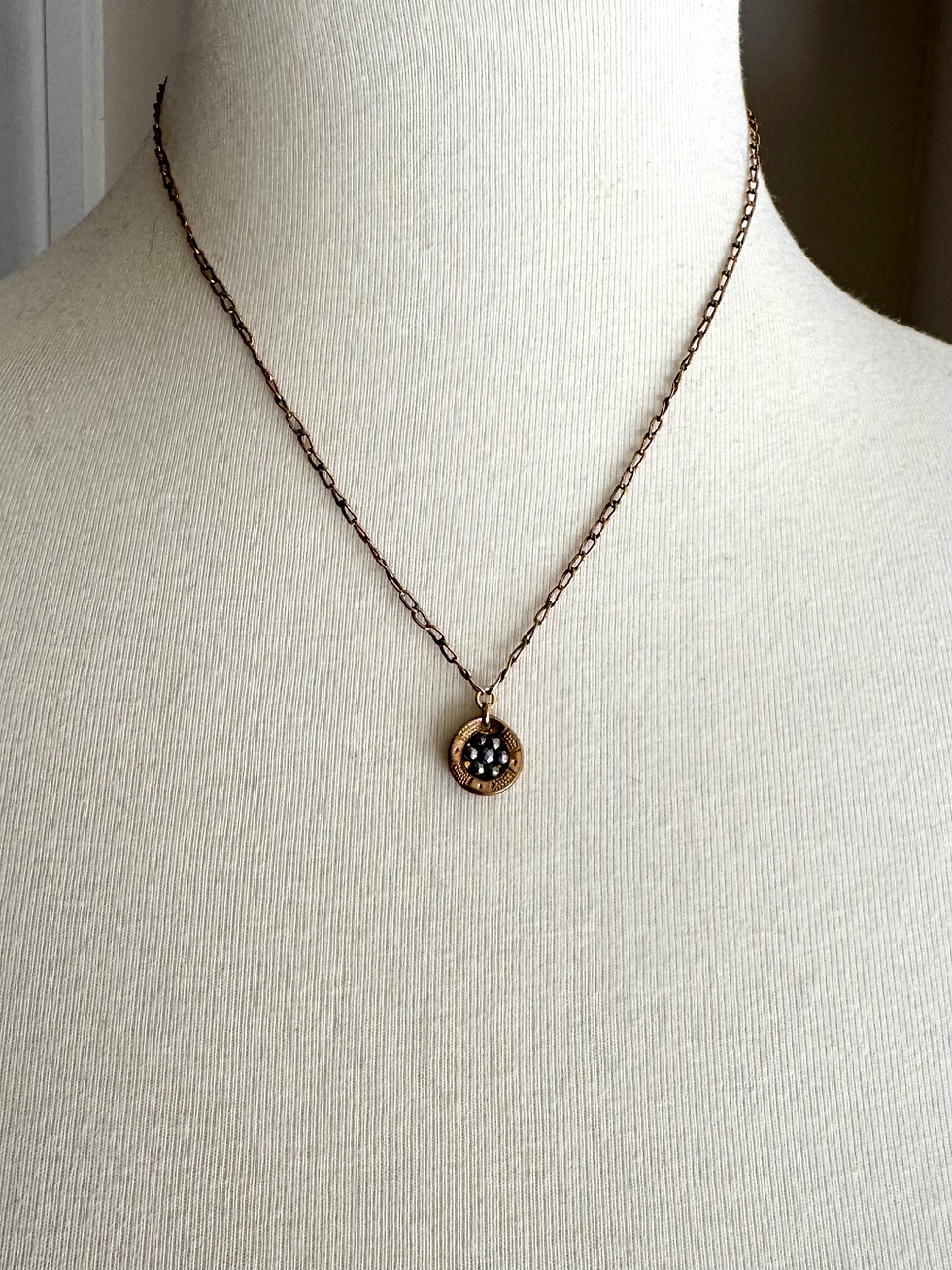 Thumbnail: Victorian Cut Steel and Brass Button Necklace 