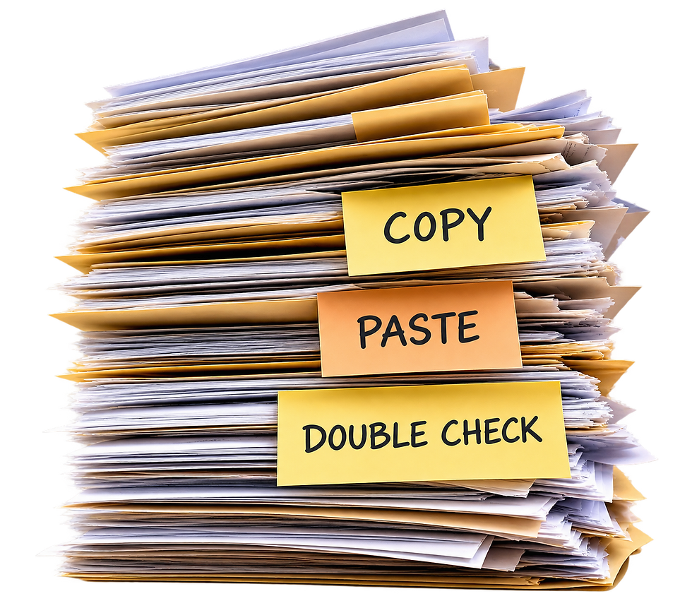 Messy Paperwork Stack with Sticky Notes
