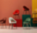 array of coloured chairs and seating