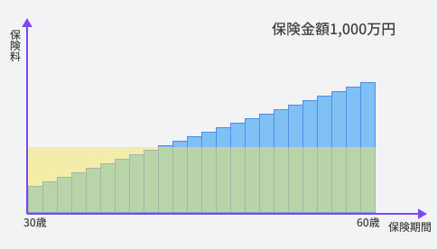 保険期間1年と保険期間30年の保険料の差