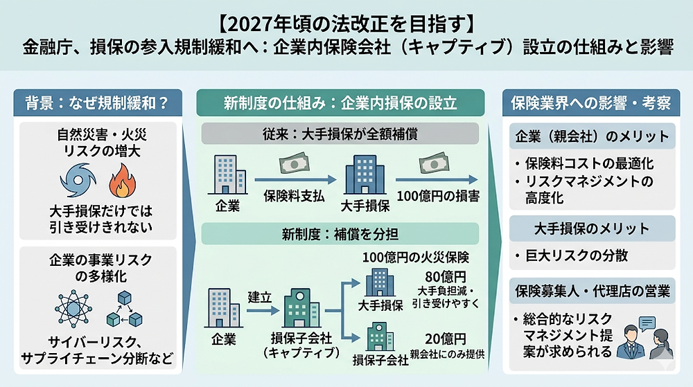 金融庁が損保の参入規制を緩和へ！「自社で保険会社を作る」新制度が