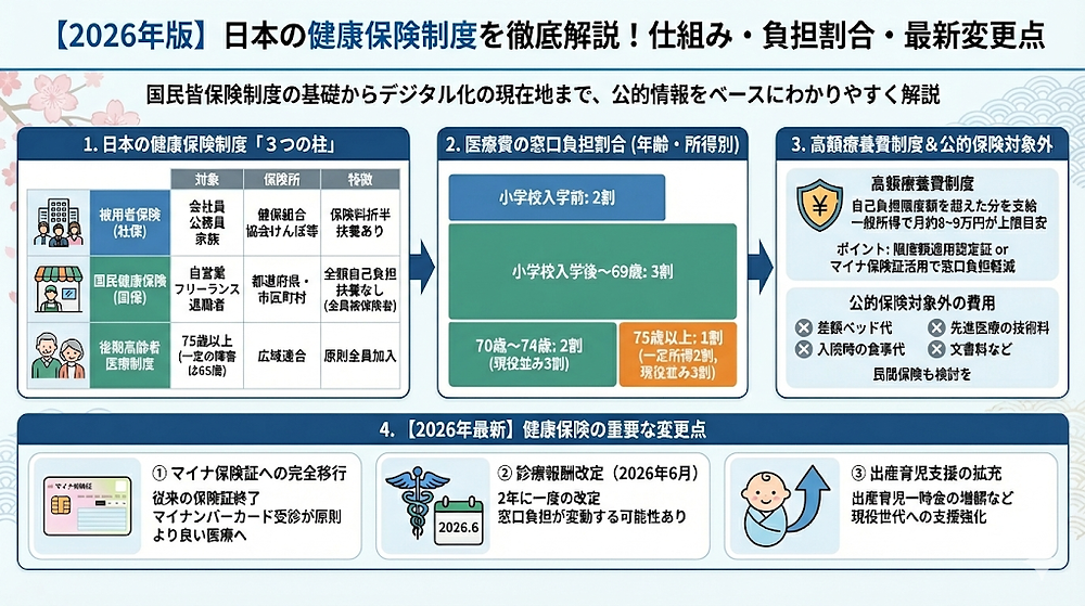 2026年版】日本の健康保険制度とは？仕組みや自己負担割合、最新の変更