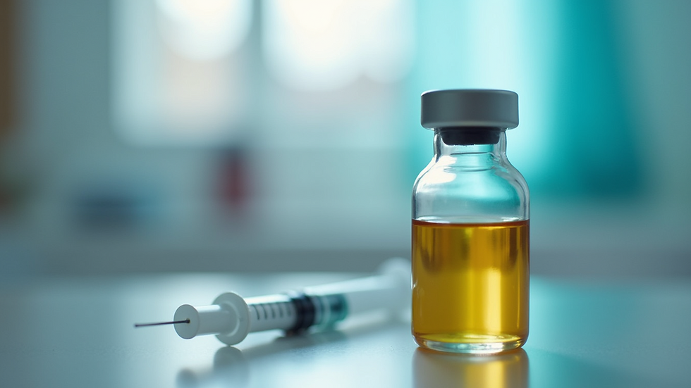 Close-up view of a vial and syringe ready for a B12 injection