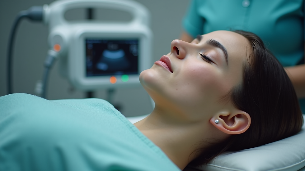 Close-up view of an ultrasound device used for skin treatment
