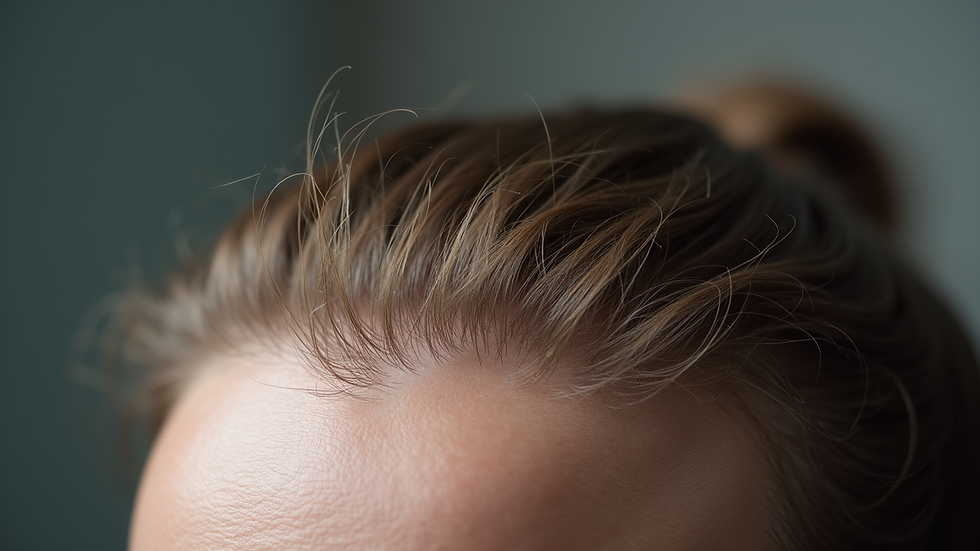 Close-up view of scalp with visible hair follicles