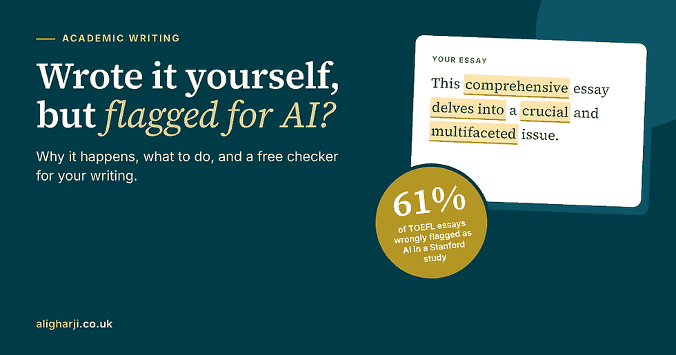 Blog cover: wrote it yourself but flagged for AI? Why it happens to international students, with a free checker
