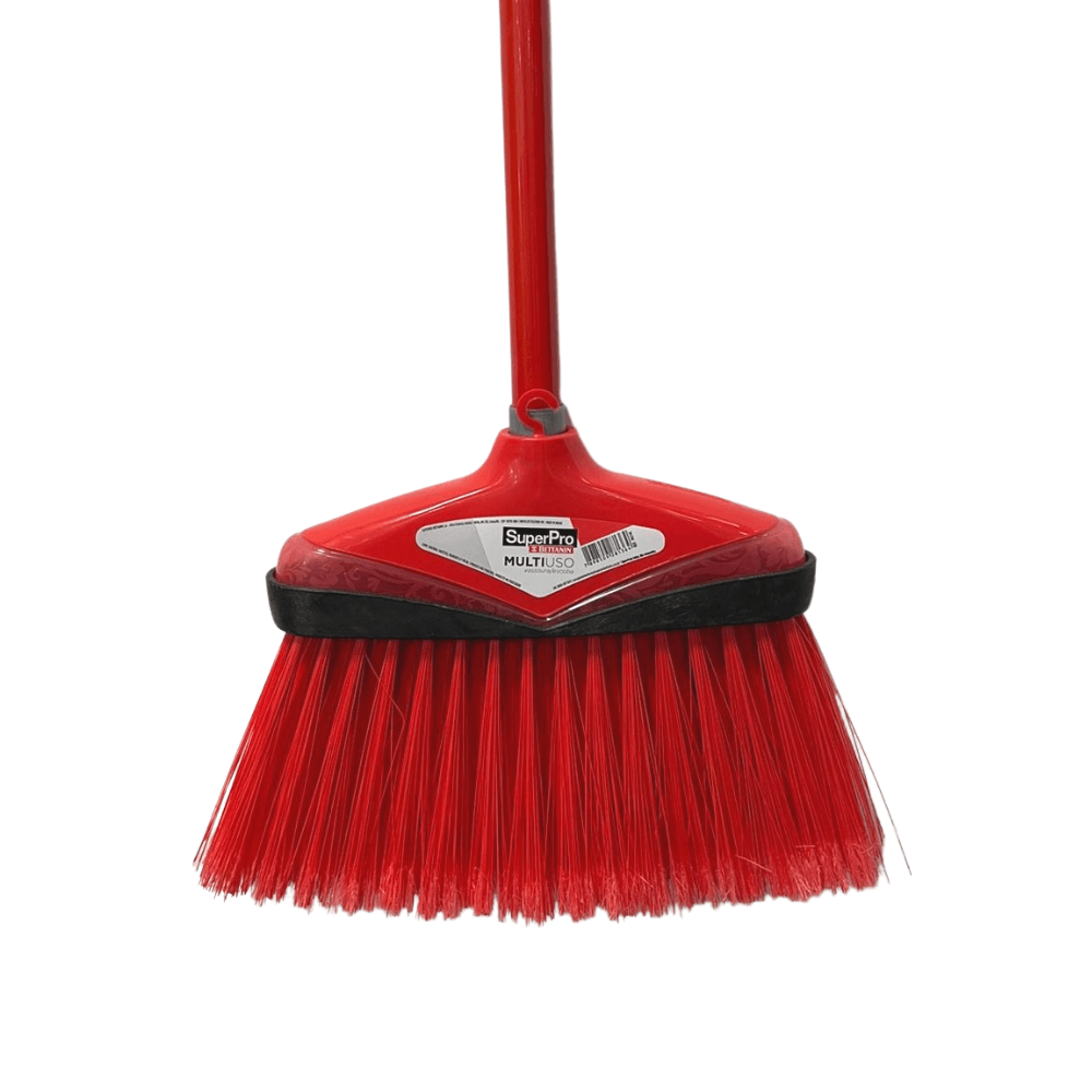 Vassoura Plástica Multiuso Vermelha SuperPro c/ Cabo