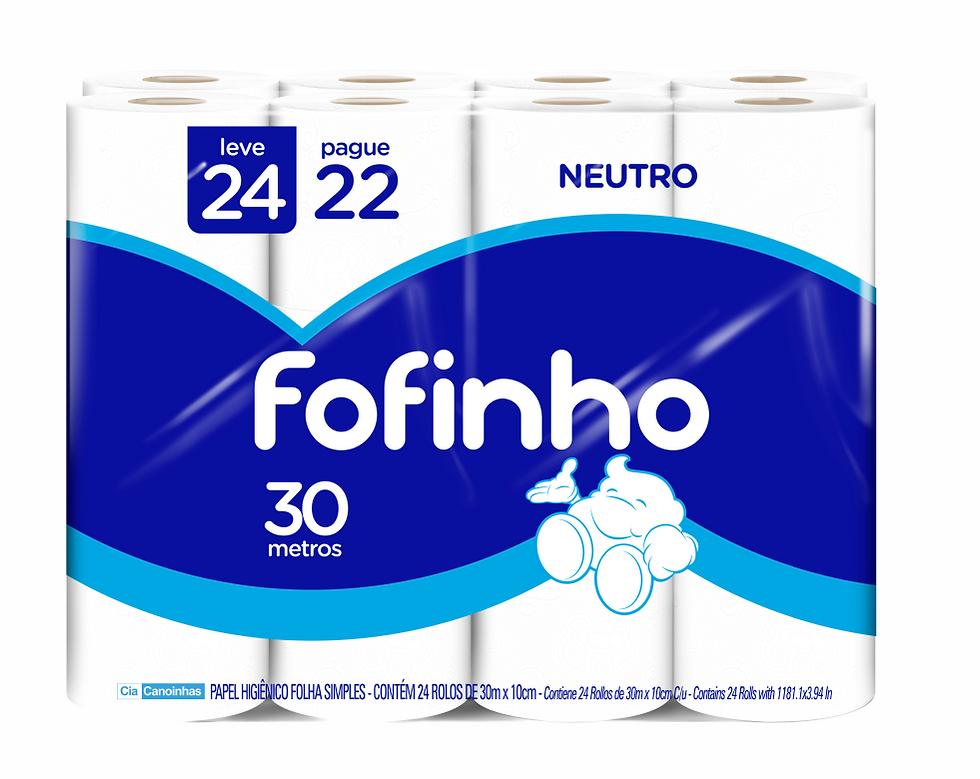 Papel Higiênico Folha Simples Fofinho Neutro - 24 Rolos c/ 30 m