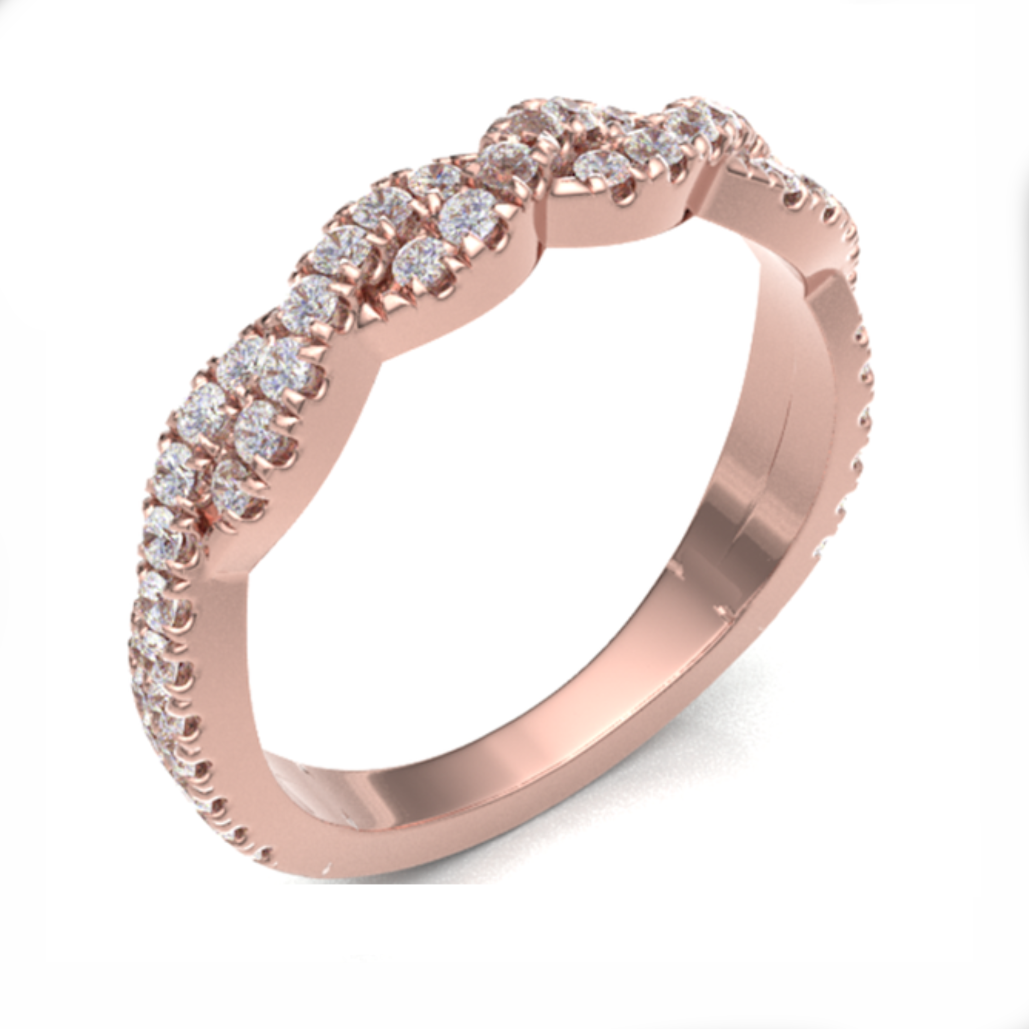 Microclaw set Vintage Style 18 carat Rose Gold Diamond Wedding Ring 1.7 mm