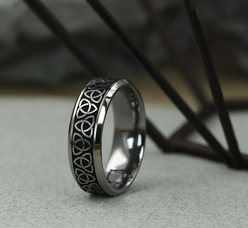 Bevelled edge tantalum Viking ring tantalum wedding ring Celtic knot ring